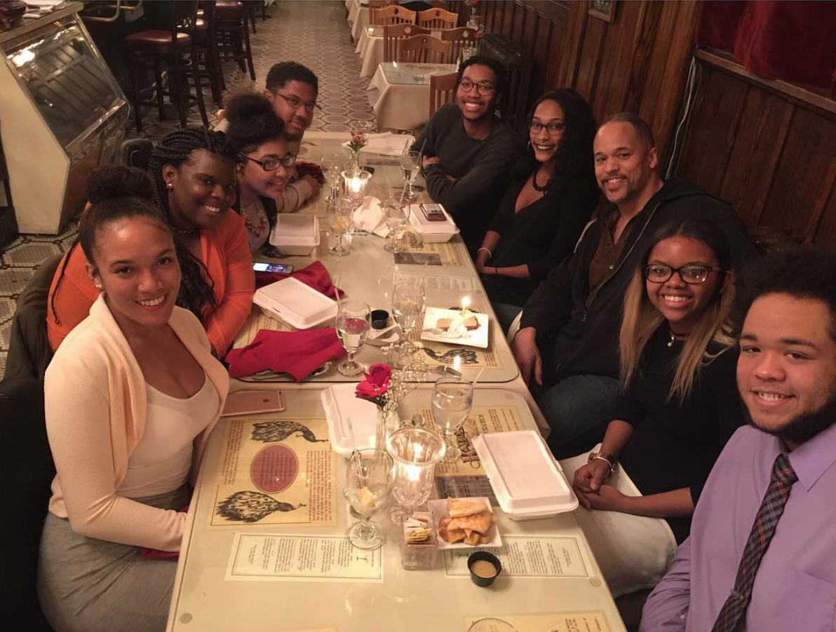 At dinner with students of the African American Student Union.